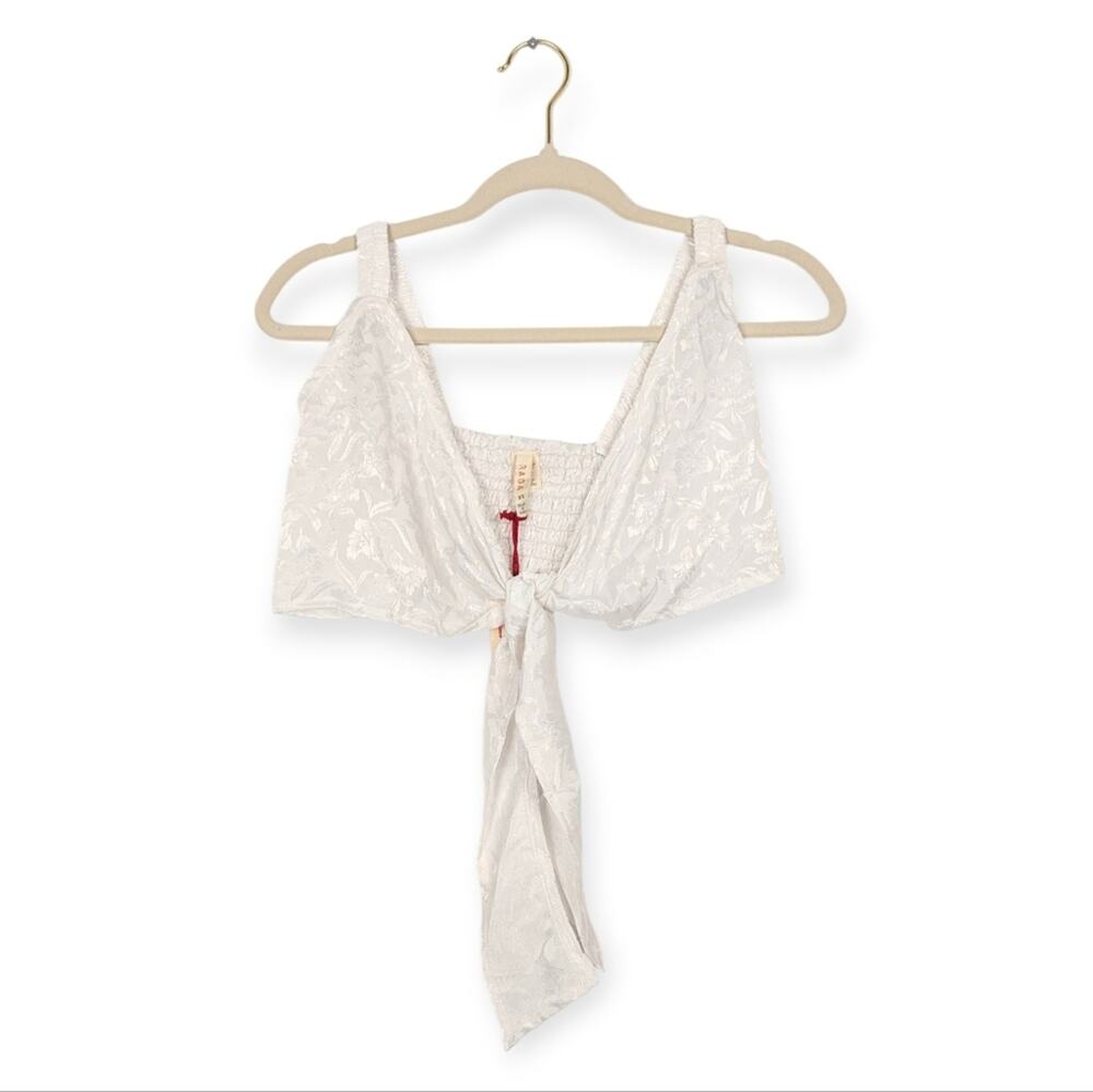 NWT RAGA White Floral Tie Front Crop Top Size XS